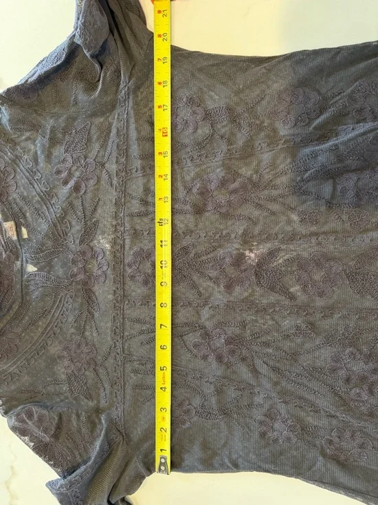 Sundance | Sheer Floral Top Womens mesh stretch boho Like New LARGE blouse - Picture 9 of 10